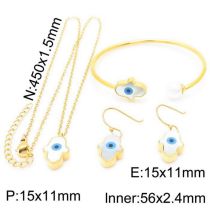 Fashion Gold Palm Necklace + Bracelet + Earrings Titanium Steel Eye Palm Necklace Earrings Bracelet Set