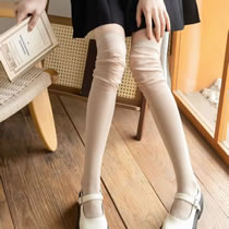 Fashion Khaki Cotton Pleated Stockings