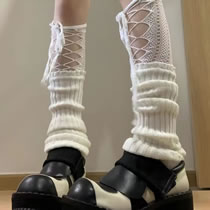 Fashion White Acrylic Lace Knit Socks