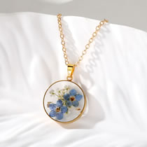 Fashion Gold Necklace Transparent Epoxy Flower Round Necklace