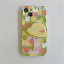 Fashion Tulip Flower Hat Girl + Stand Silicone Printed Iphone Case