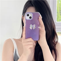 Fashion Purple Pure Color Mirror Bowknot Iphone Case