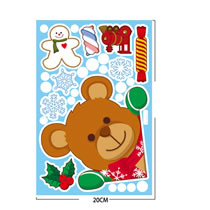 Fashion Grizzly Bear Pvc Christmas Printing Static Window Sticker