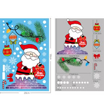 Fashion Christmas Chimney Pvc Christmas Printing Static Window Sticker