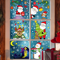 Fashion Set (6 Styles In Total) Pvc Christmas Printing Static Window Sticker