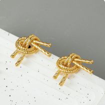 Fashion Gold Titanium Geometric Knotted Stud Earrings
