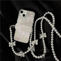 Fashion Shell+bracket+chain Splashing Ink Butterfly Apple Phone Case + Bracket + Chain