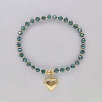 Fashion 12# Faceted Crystal Beaded Heart Bracelet