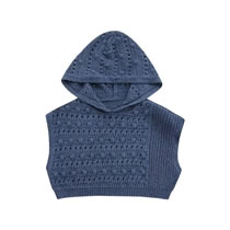 Fashion Royal Blue Knitted Hooded Top