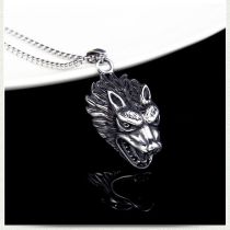 Fashion New Wolf Head Stainless Steel Wolf Head Men's Necklace