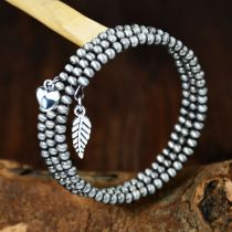 Fashion 4mm Alloy Geometric Beaded Heart Leaves Men's Bracelet