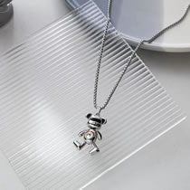 Fashion Rainbow Bear-70cm Titanium Steel Chain Men's Titanium Steel Bear Necklace