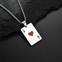 Fashion Titanium Steel Heart A-titanium Steel Chain 60cm Men's Titanium Steel Geometric Poker Necklace