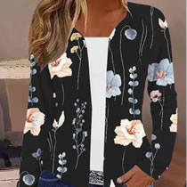 Fashion Black Polyester Printed Long Sleeve Jacket
