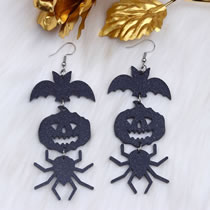 Fashion Black Acrylic Bat Pumpkin Spider Earrings