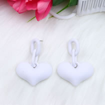 Fashion White Acrylic Heart Chain Earrings