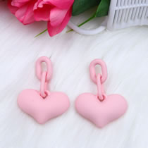 Fashion Light Pink Acrylic Heart Chain Earrings