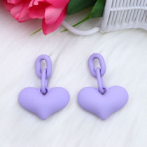 Fashion Light Purple Acrylic Heart Chain Earrings