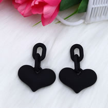 Fashion Black Acrylic Heart Chain Earrings