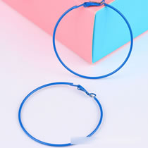 Fashion Dark Blue Acrylic Painted Round Earrings