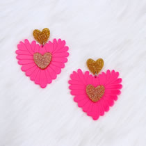 Fashion Rose Red Heart Acrylic Heart Earrings