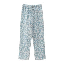 Fashion Blue Pattern Woven Printed Straight-leg Trousers