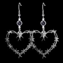 Fashion Silver Barbed Wire Heart Earrings