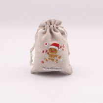 Fashion Sd05-8 Candy Gingerbread Man 10*14cm [can Hold 8 Pieces Of Candy] Fabric Printed Fleece Drawstring Gift Bag