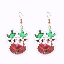 Fashion Christmas Deer Earhooks Pvc Quicksand Star Christmas Earrings