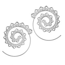 Fashion Silver Alloy Swirl Gear Stud Earrings