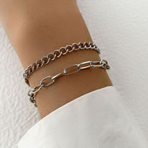 Fashion 6# Alloy Geometric Chain Bracelet Set
