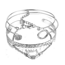Fashion 13# Alloy Geometric Diamond Moon Bracelet Set
