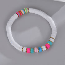 Fashion White Multicolored Clay Panel Beaded Bracelet