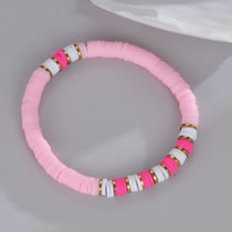 Fashion Pink Multicolored Clay Panel Beaded Bracelet