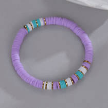 Fashion Purple Multicolored Clay Panel Beaded Bracelet