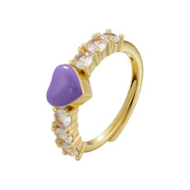 Fashion Purple Alloy Inlaid Zirconium Oil Drop Heart Ring