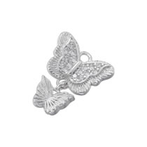 Fashion Platinum Double Butterfly Copper And Diamond Butterfly Pendant Accessories