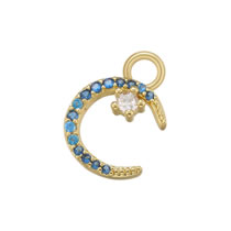Fashion Golden Blue Diamond Moon Copper And Diamond Moon Pendant Accessories