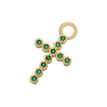 Fashion Golden Green Diamond Cross Brass Diamond Cross Pendant Accessories