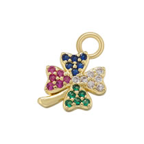 Fashion Gold Color Diamond Four-leaf Clover Brass And Diamond Four-leaf Clover Pendant Accessories