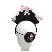 Fashion Headband + Eye Mask Felt Pirate Pearl Bow Headband + Pirate Eye Mask
