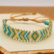 Fashion Gold Rice Bead Woven Rhombus Bracelet
