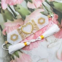 Fashion 1# Rice Bead Woven Heart Bracelet
