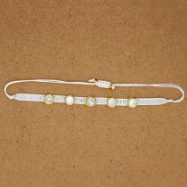 Fashion 2# Beads Braided Bracelet With Round Diamonds