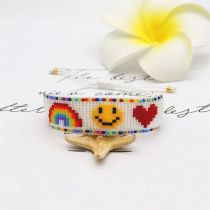 Fashion 3# Rice Bead Woven Heart Smiley Rainbow Bracelet