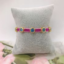 Fashion 3# Beads Braided Bracelet With Round Diamonds