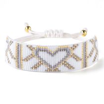 Fashion White Rice Bead Woven Heart Bracelet