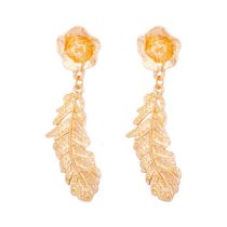 Fashion Gold Alloy Flower Leaf Earrings