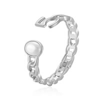 Fashion Silver Alloy Chain Pearl Number Open Bracelet