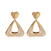 Fashion Gold Metal Wire Triangle Heart Stud Earrings